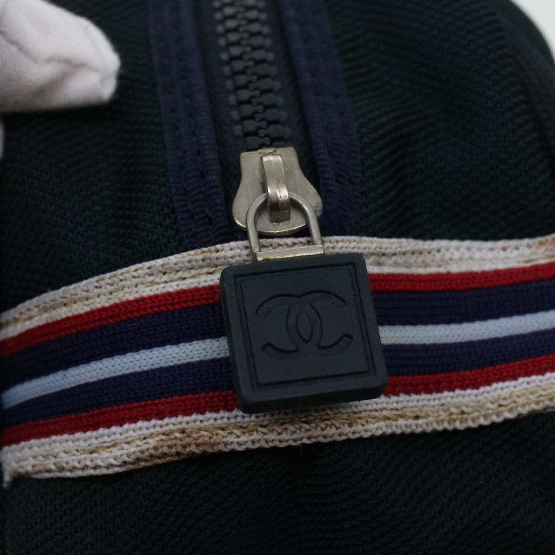 Top Quality Chanel Clutch Bag Canvas White Navy CC Auth bs5370
