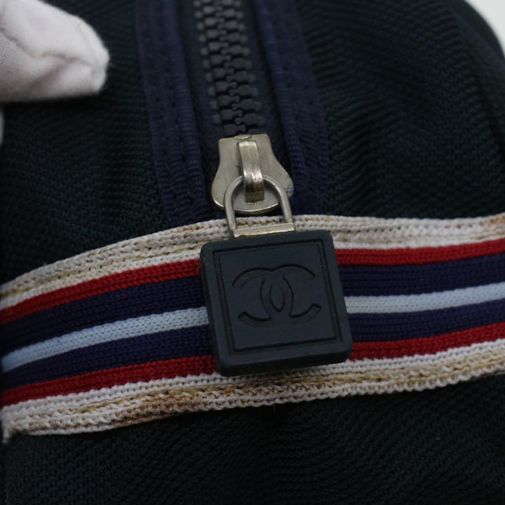 Top Quality Chanel Clutch Bag Canvas White Navy CC Auth bs5370