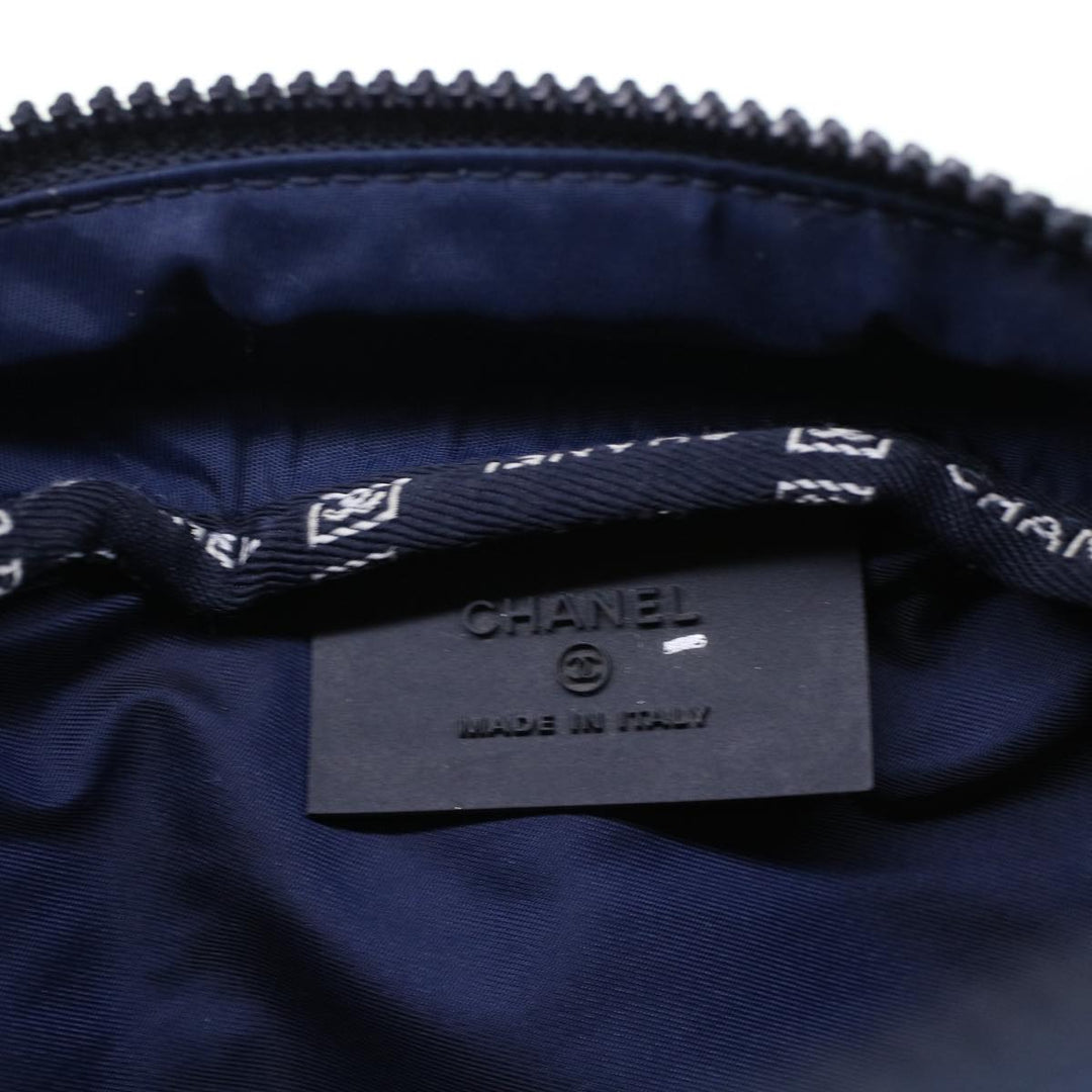 Top Quality Chanel Clutch Bag Canvas White Navy CC Auth bs5370