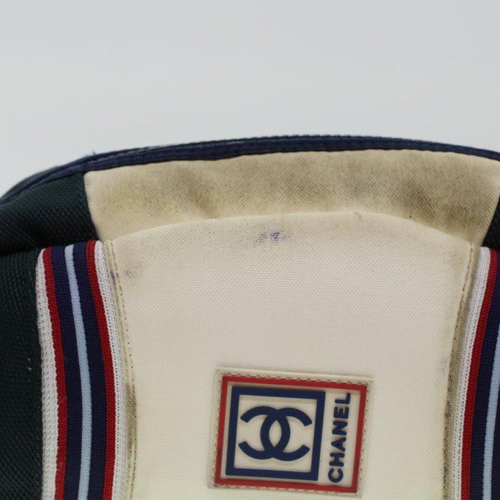 Top Quality Chanel Clutch Bag Canvas White Navy CC Auth bs5370