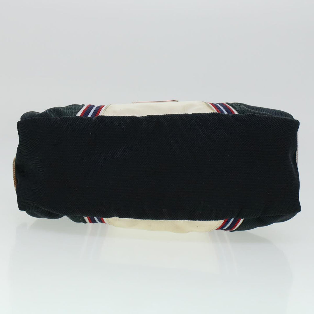Top Quality Chanel Clutch Bag Canvas White Navy CC Auth bs5370