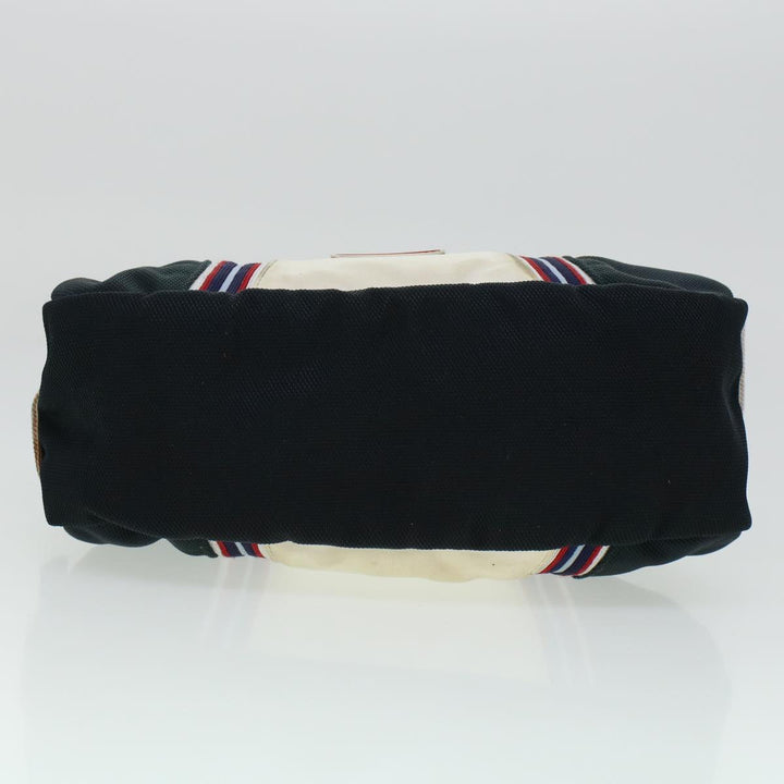 Top Quality Chanel Clutch Bag Canvas White Navy CC Auth bs5370