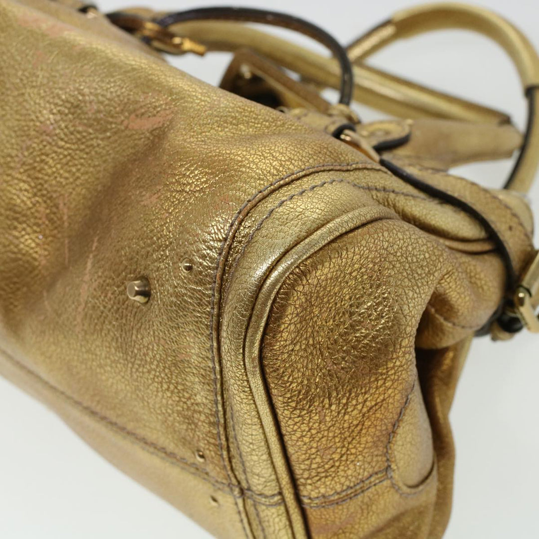 Chloe Paddington Hand Bag Leather Gold 03-09-51-5811 bs5464