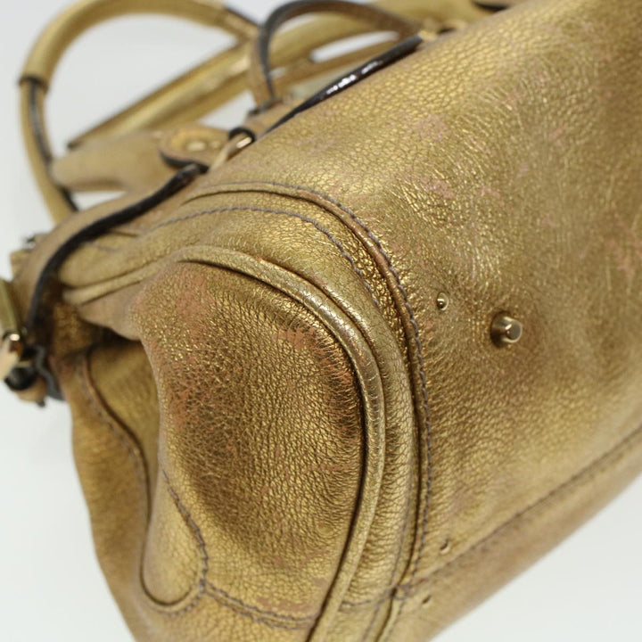 Chloe Paddington Hand Bag Leather Gold 03-09-51-5811 bs5464