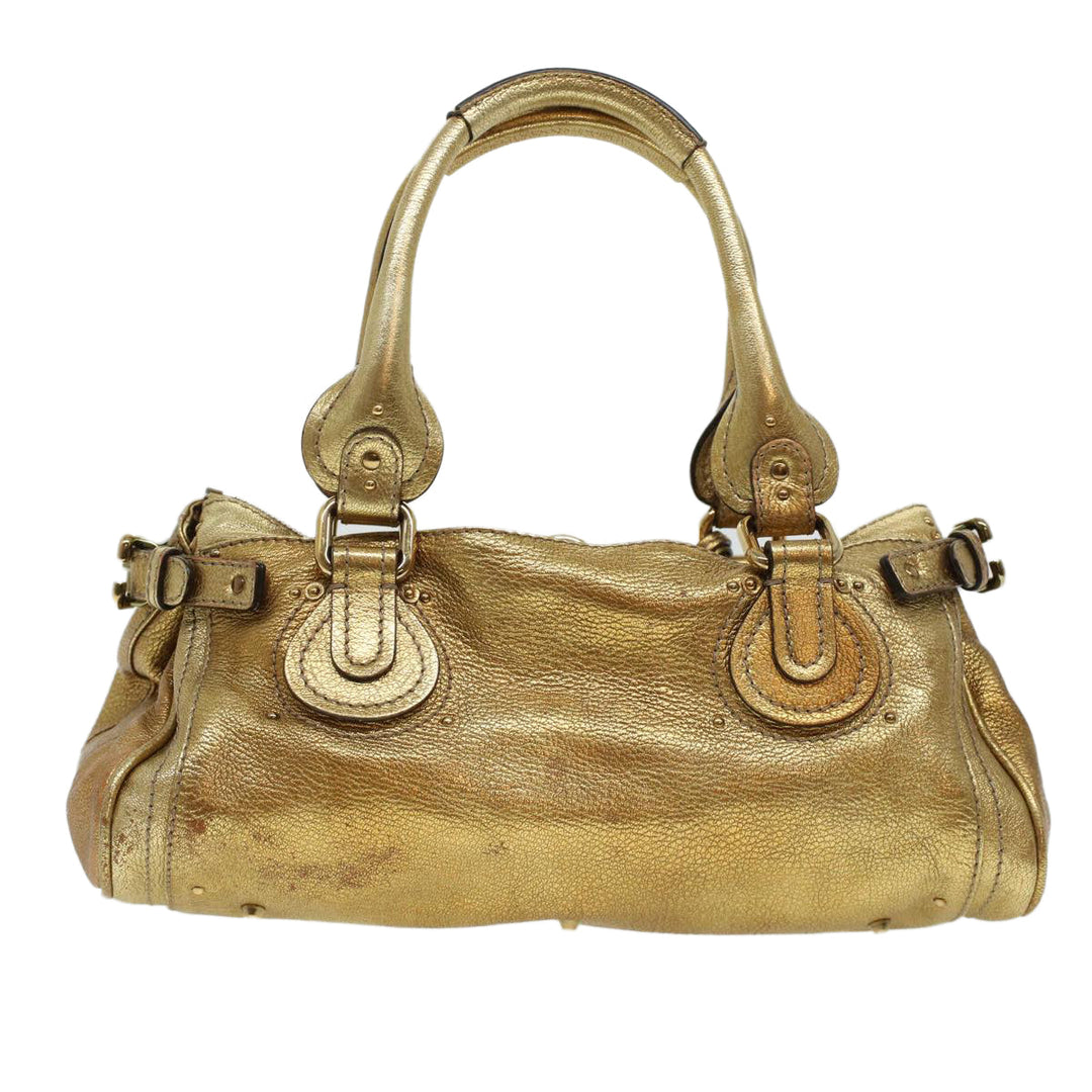 Chloe Paddington Hand Bag Leather Gold 03-09-51-5811 bs5464