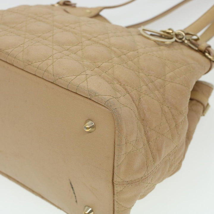 CHRISTIAN Dior Lady Dior Canage Tote Bag Coated Canvas Beige Auth bs5870
