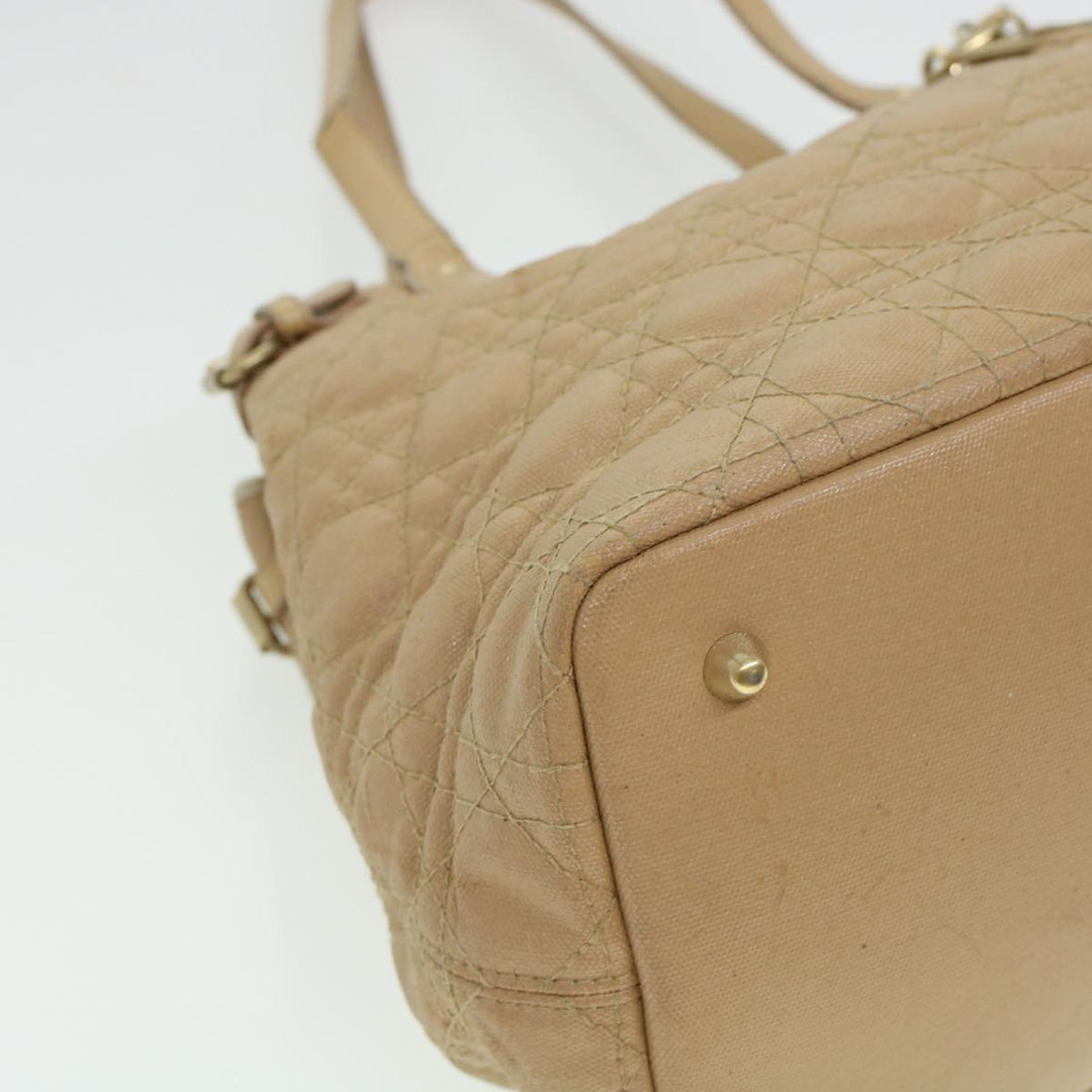CHRISTIAN Dior Lady Dior Canage Tote Bag Coated Canvas Beige Auth bs5870