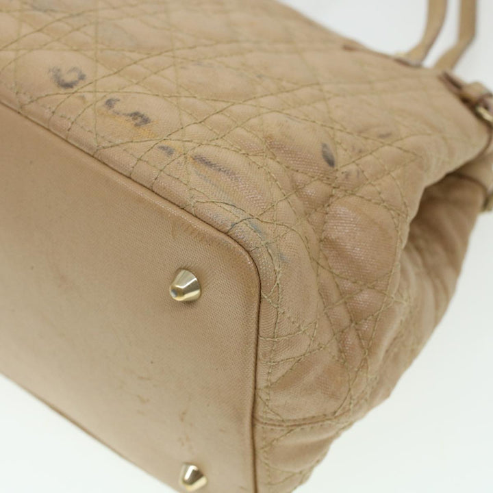 CHRISTIAN Dior Lady Dior Canage Tote Bag Coated Canvas Beige Auth bs5870