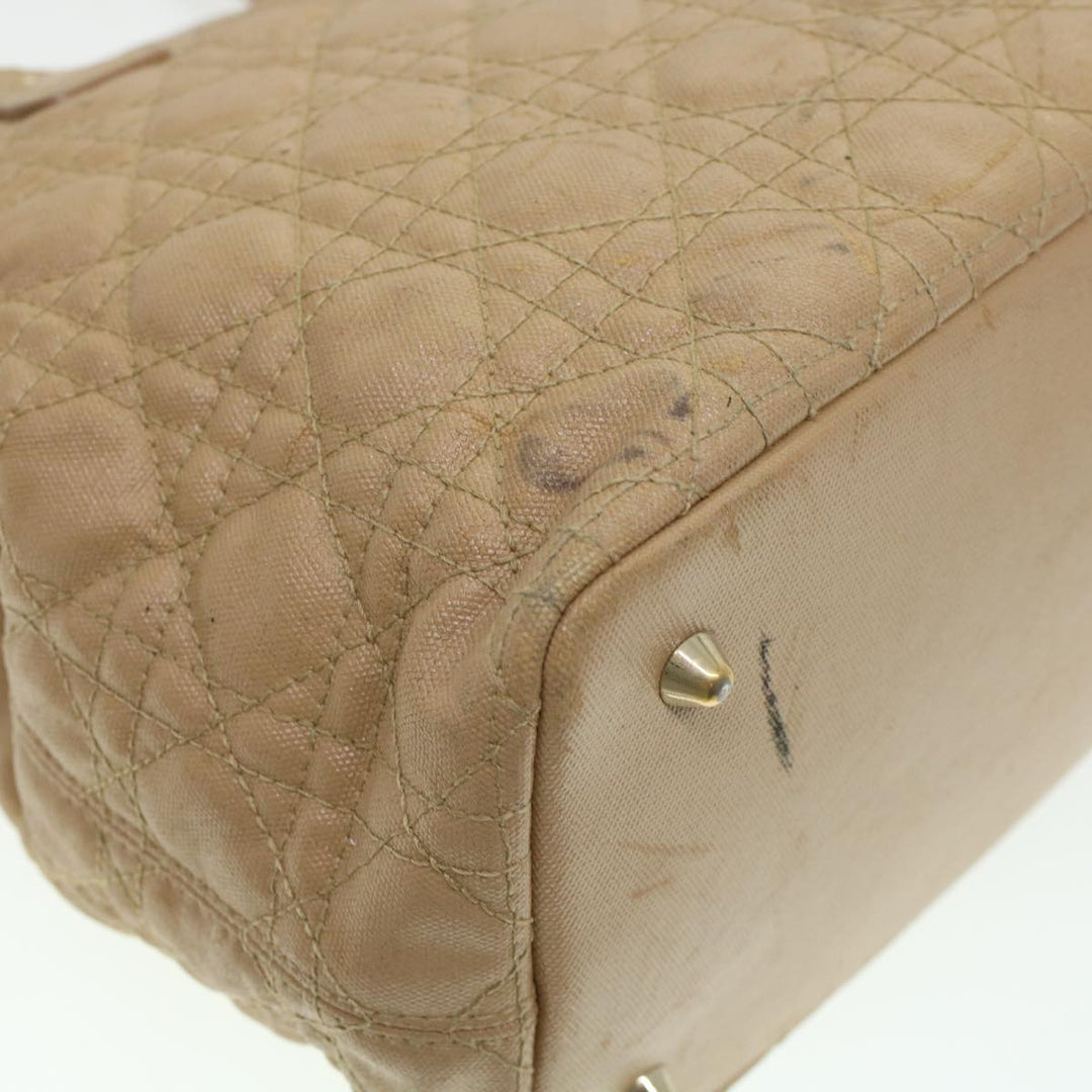 CHRISTIAN Dior Lady Dior Canage Tote Bag Coated Canvas Beige Auth bs5870