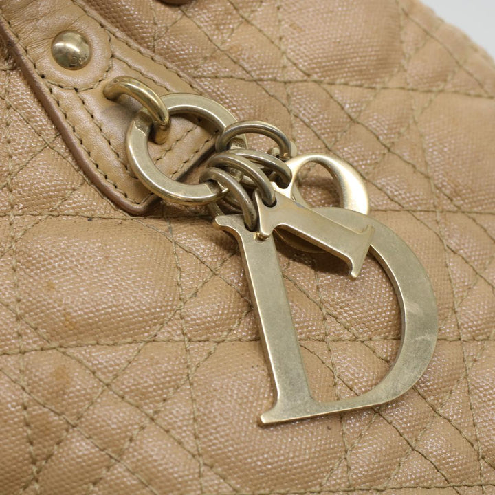 CHRISTIAN Dior Lady Dior Canage Tote Bag Coated Canvas Beige Auth bs5870