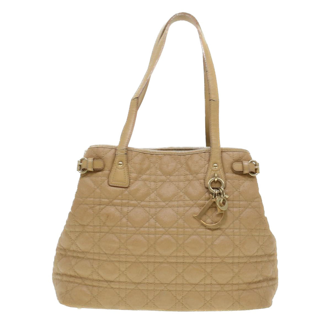 CHRISTIAN Dior Lady Dior Canage Tote Bag Coated Canvas Beige Auth bs5870