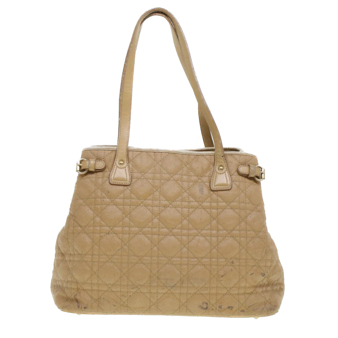 CHRISTIAN Dior Lady Dior Canage Tote Bag Coated Canvas Beige Auth bs5870