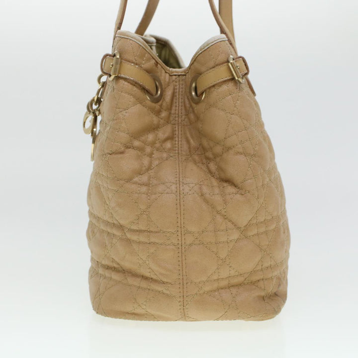 CHRISTIAN Dior Lady Dior Canage Tote Bag Coated Canvas Beige Auth bs5870