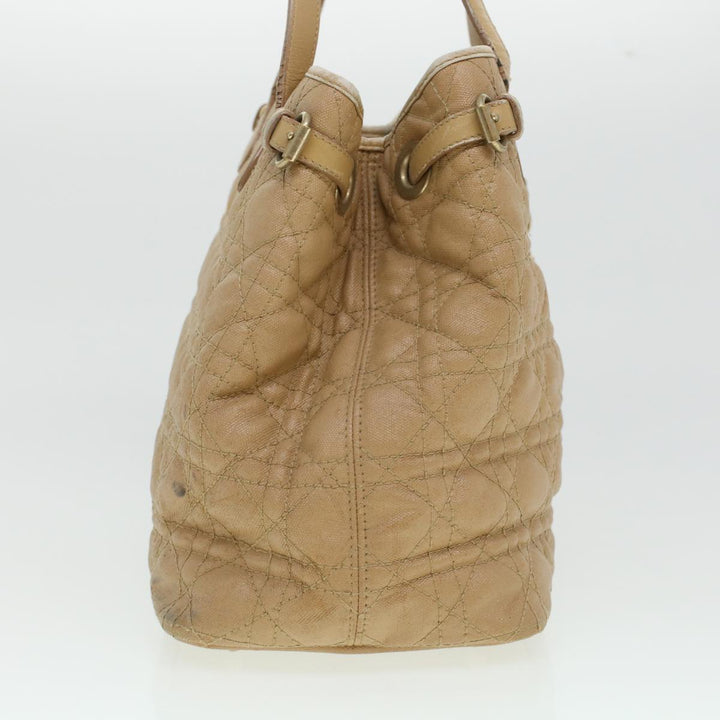 CHRISTIAN Dior Lady Dior Canage Tote Bag Coated Canvas Beige Auth bs5870