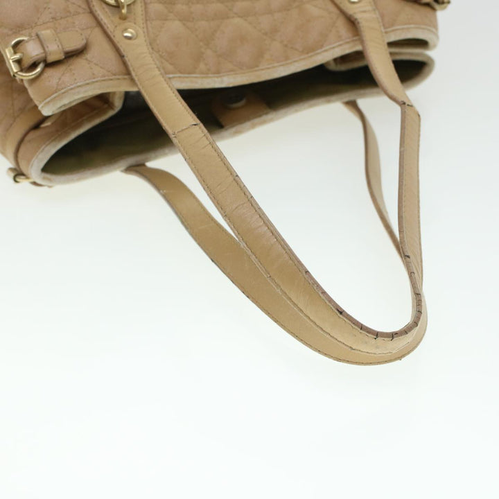 CHRISTIAN Dior Lady Dior Canage Tote Bag Coated Canvas Beige Auth bs5870