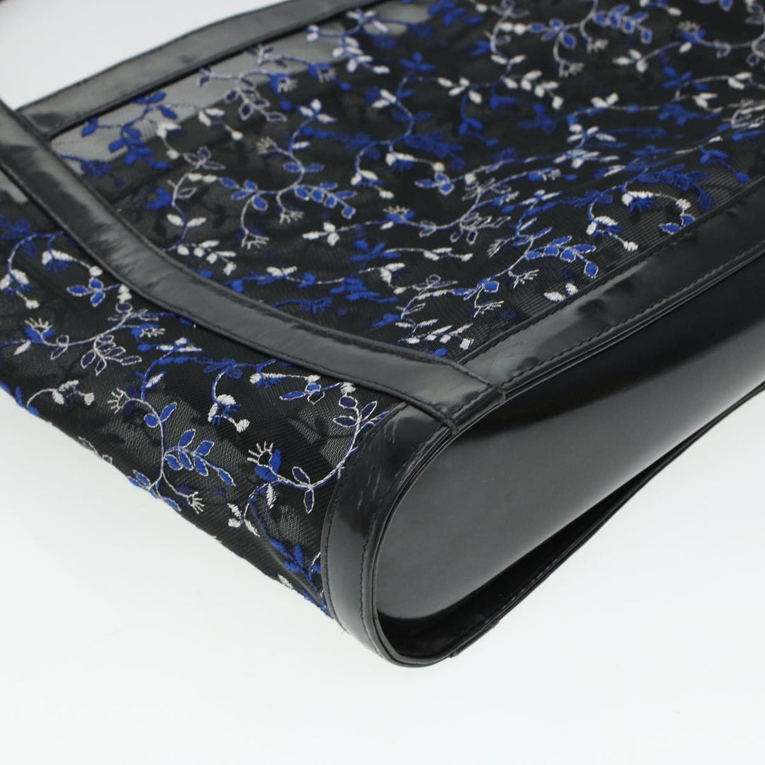Chloe Mesh Floral Tote Bag Nylon Black bs5942