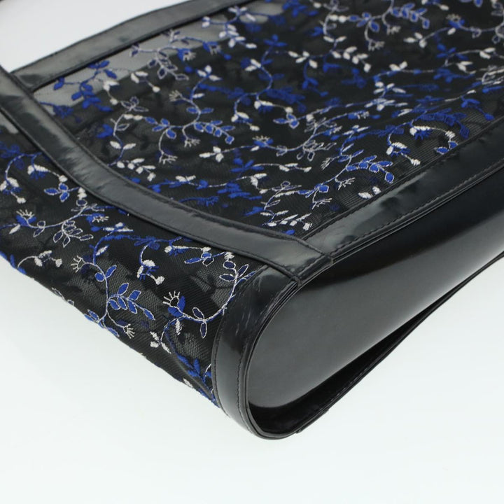 Chloe Mesh Floral Tote Bag Nylon Black bs5942