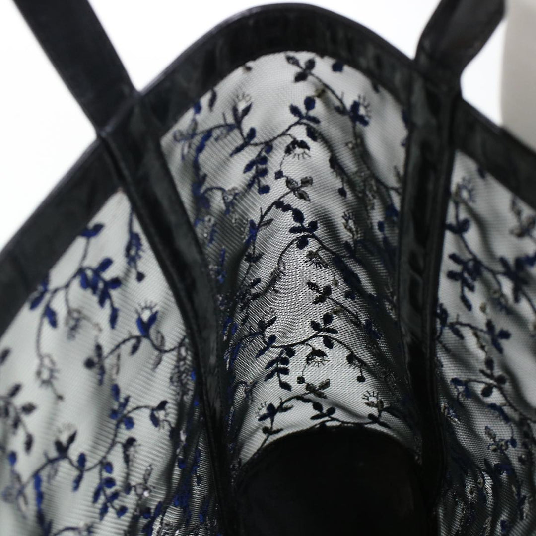 Chloe Mesh Floral Tote Bag Nylon Black bs5942