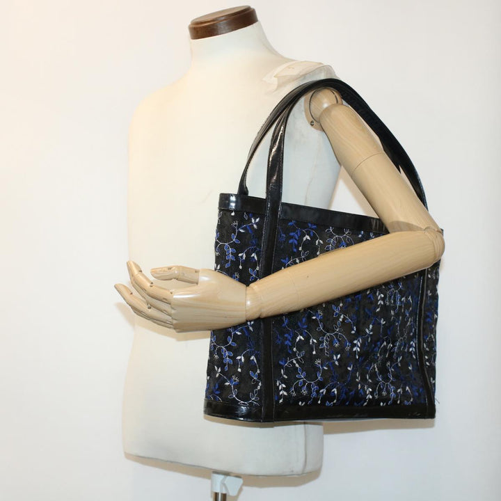 Chloe Mesh Floral Tote Bag Nylon Black bs5942