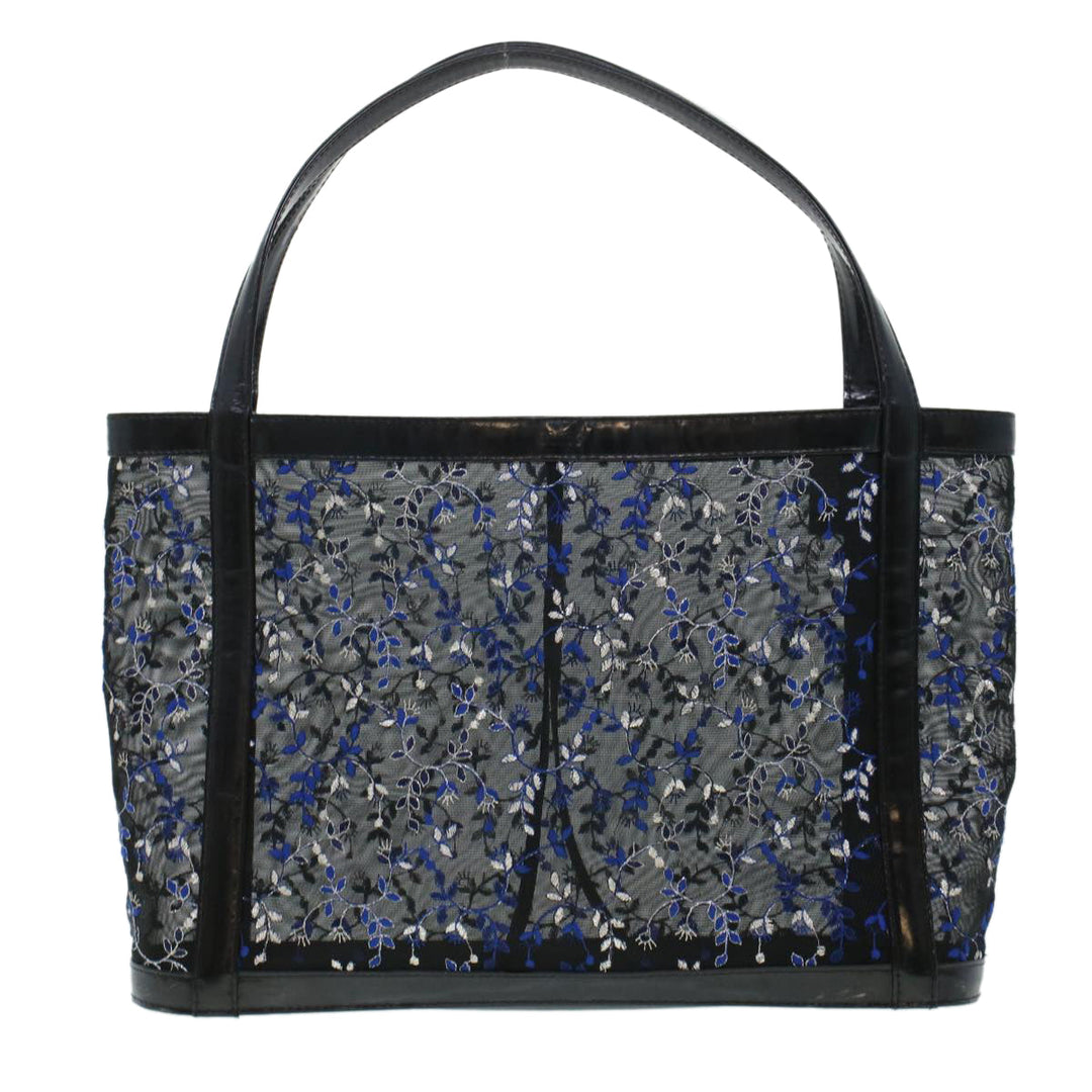 Chloe Mesh Floral Tote Bag Nylon Black bs5942