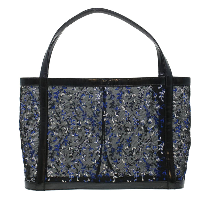 Chloe Mesh Floral Tote Bag Nylon Black bs5942
