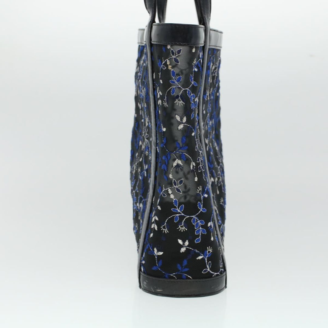 Chloe Mesh Floral Tote Bag Nylon Black bs5942