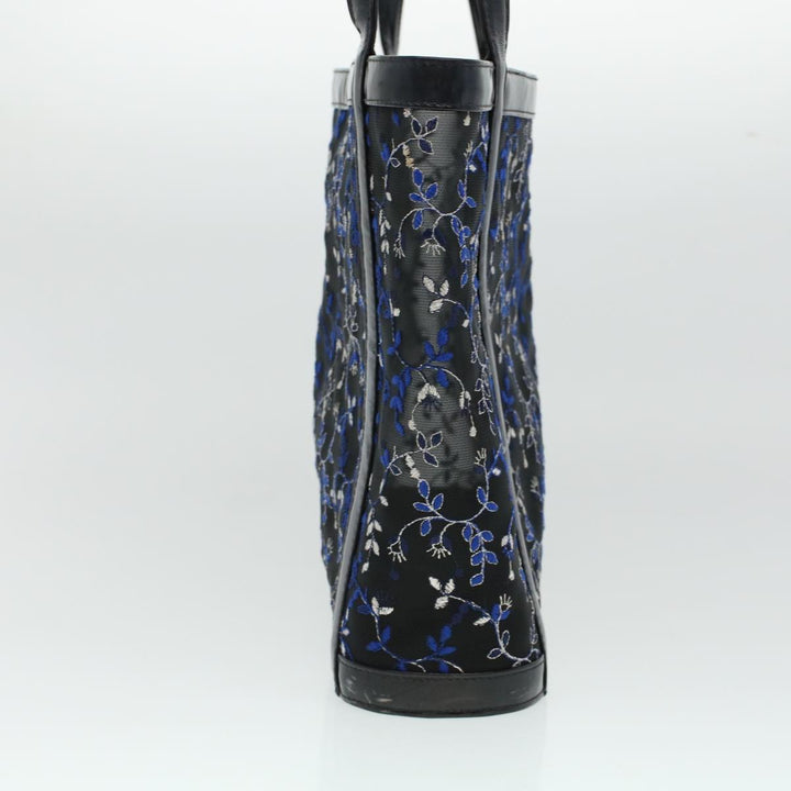 Chloe Mesh Floral Tote Bag Nylon Black bs5942