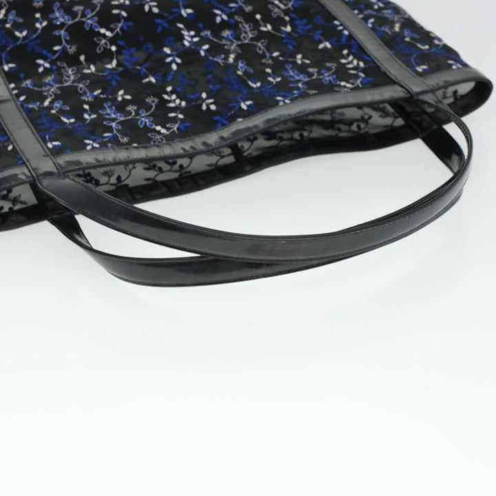 Chloe Mesh Floral Tote Bag Nylon Black bs5942