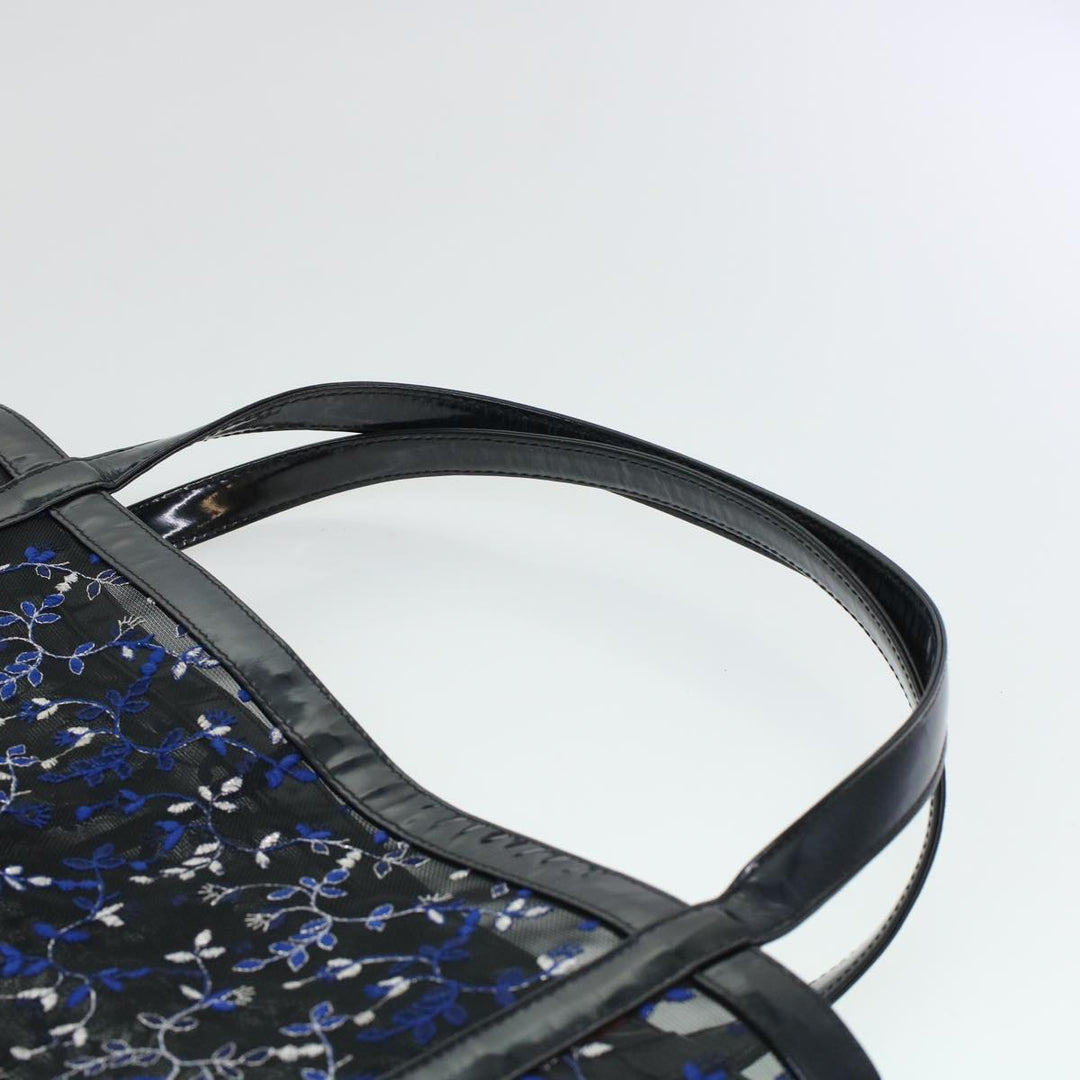 Chloe Mesh Floral Tote Bag Nylon Black bs5942