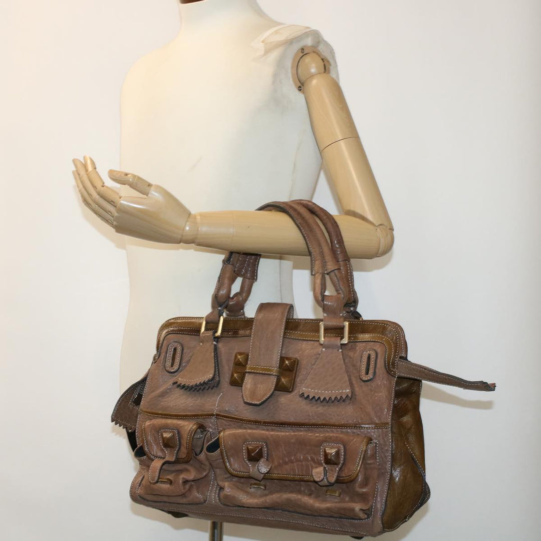 Chloe Elvir Hand Bag Leather Brown bs6052