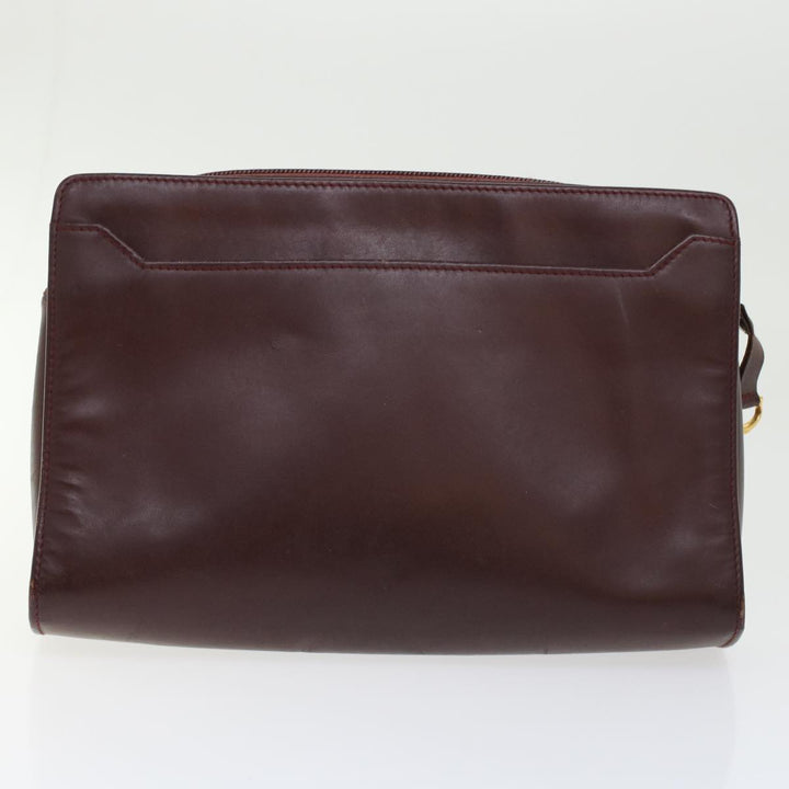Celine Cartier Macadam Canvas Clutch Bag Leather 3Set Wine Red Brown  6276