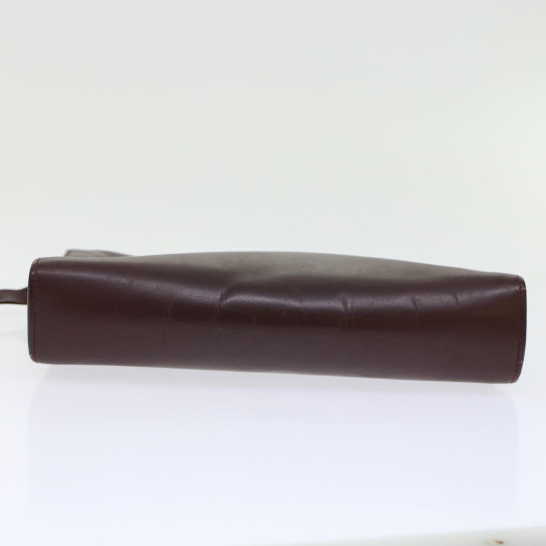 Celine Cartier Macadam Canvas Clutch Bag Leather 3Set Wine Red Brown  6276