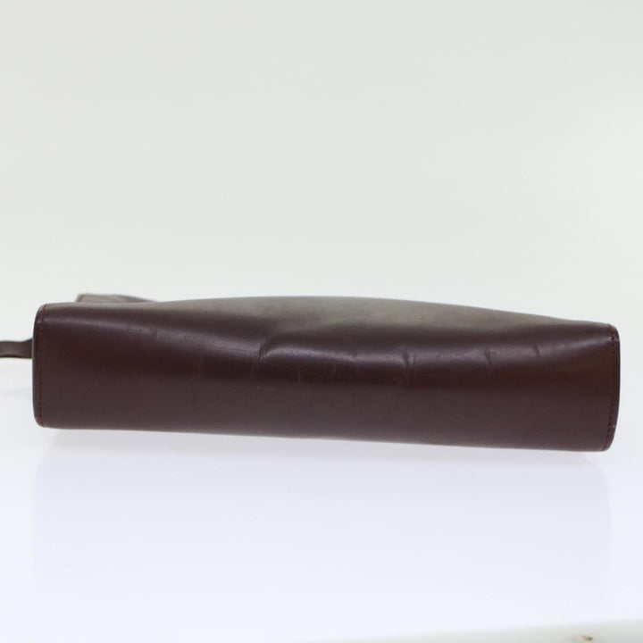 Celine Cartier Macadam Canvas Clutch Bag Leather 3Set Wine Red Brown  6276