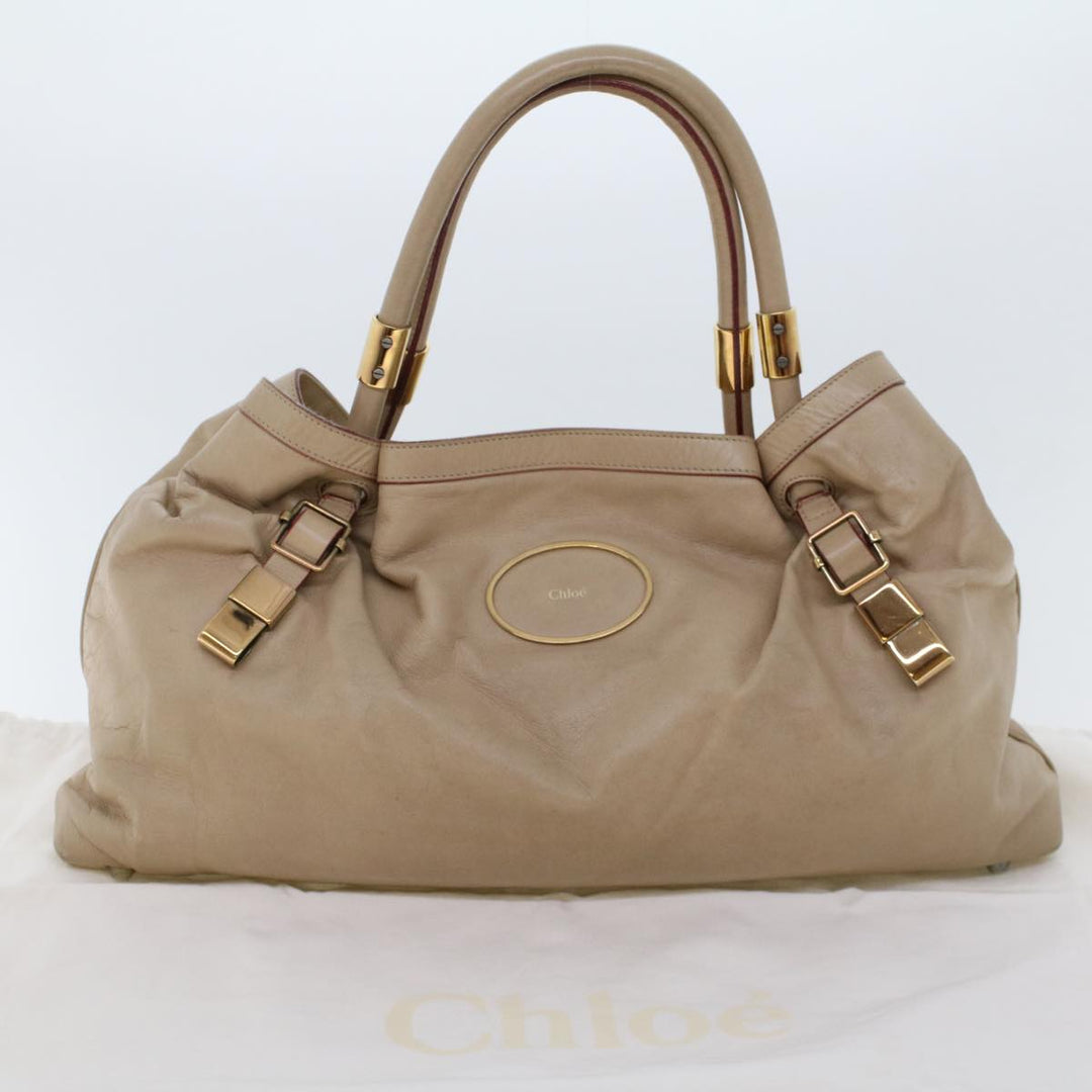 Chloe Victoria Hand Bag Leather Beige bs6433