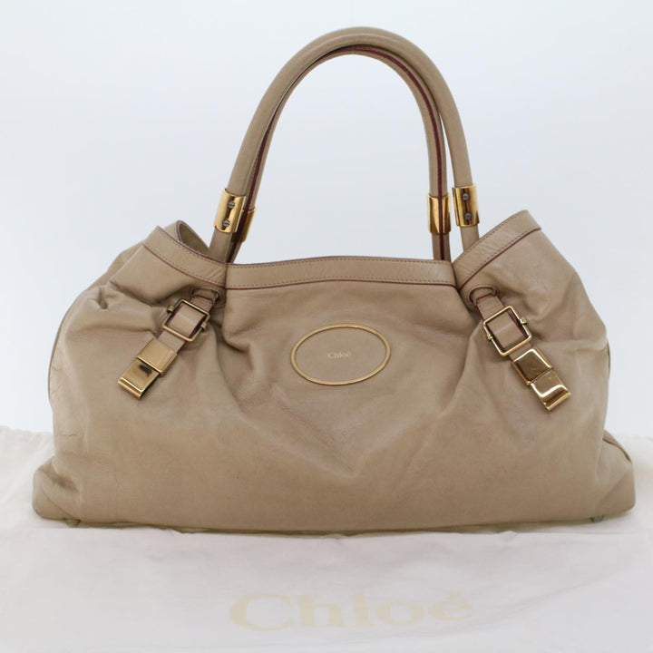 Chloe Victoria Hand Bag Leather Beige bs6433