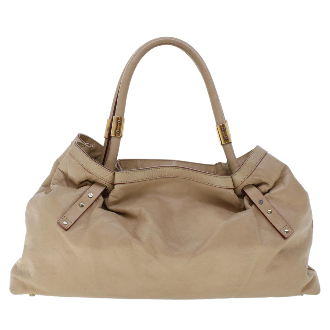 Chloe Victoria Hand Bag Leather Beige bs6433