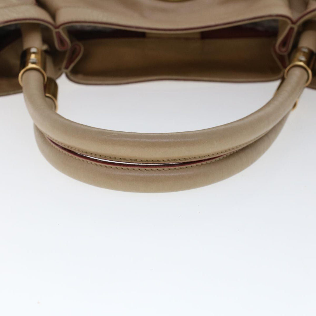 Chloe Victoria Hand Bag Leather Beige bs6433