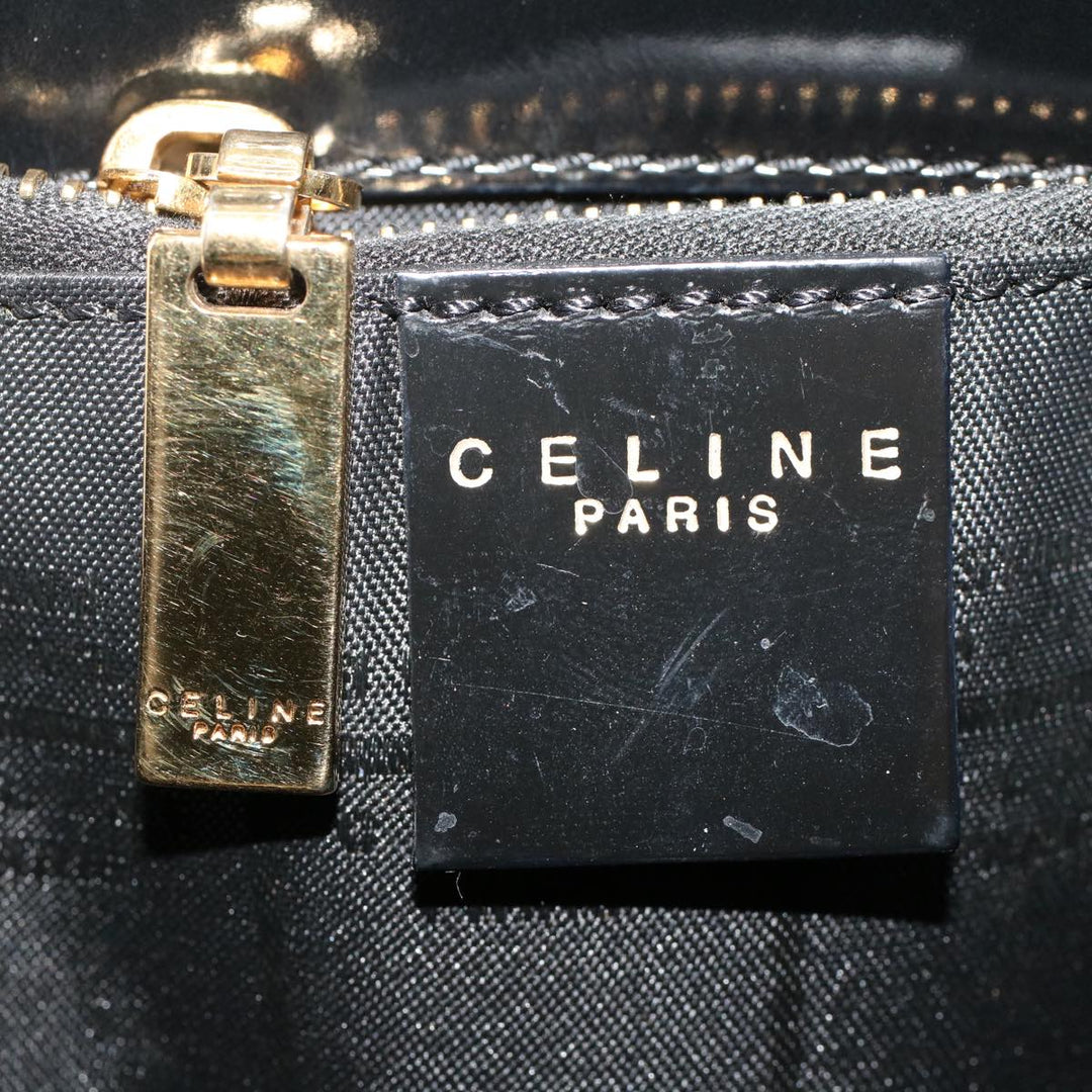 Celine Macadam Canvas Pouch Shoulder Bag Enamel 3Set Black Brown  6451