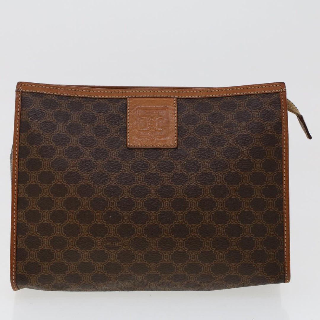 Celine Macadam Canvas Pouch Shoulder Bag Enamel 3Set Black Brown  6451