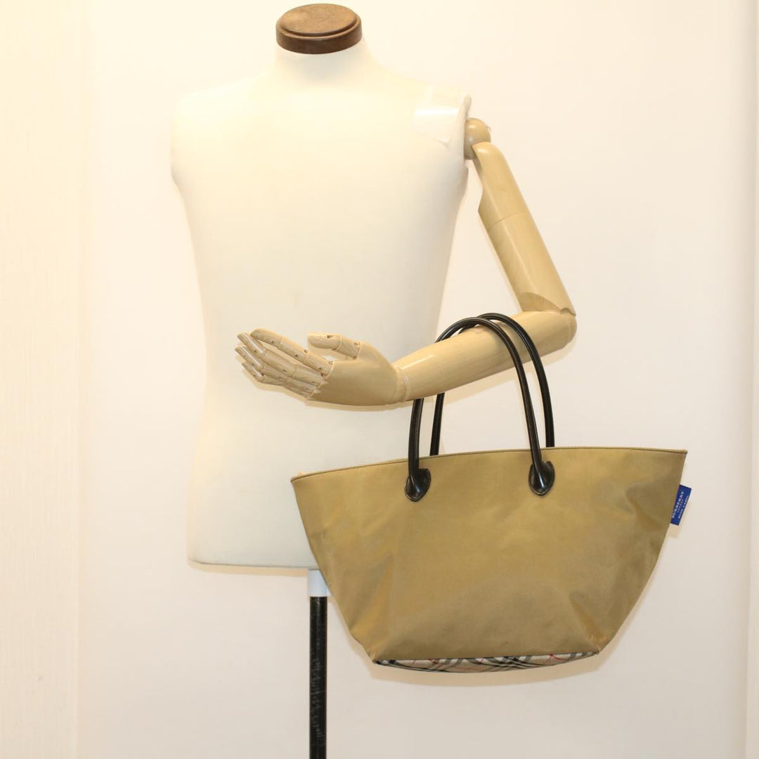 Burberry Blue Label Tote Bag Nylon Beige Auth bs6823