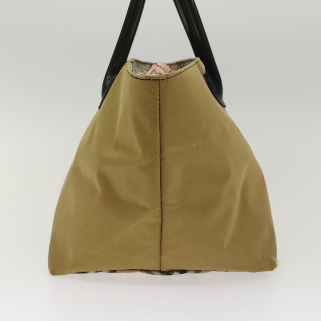 Burberry Blue Label Tote Bag Nylon Beige Auth bs6823