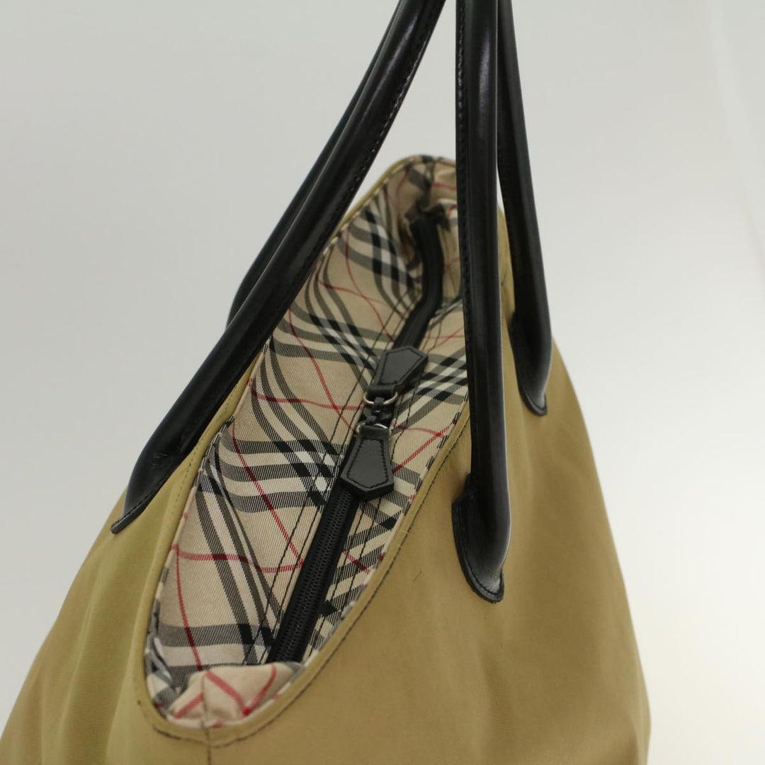 Burberry Blue Label Tote Bag Nylon Beige Auth bs6823