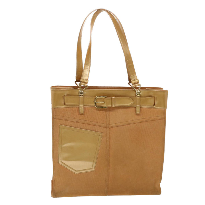 CHRISTIAN Top quality Dior Trotter Canvas Tote Bag Beige Auth bs6841