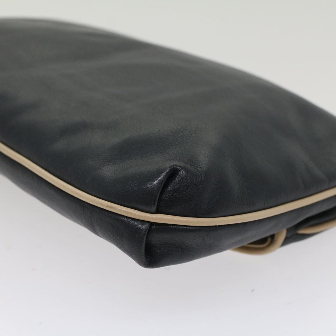 Celine Clutch Bag Leather Navy  6874