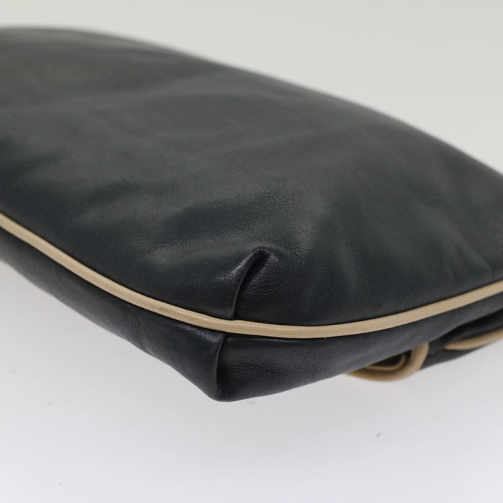 Celine Clutch Bag Leather Navy  6874