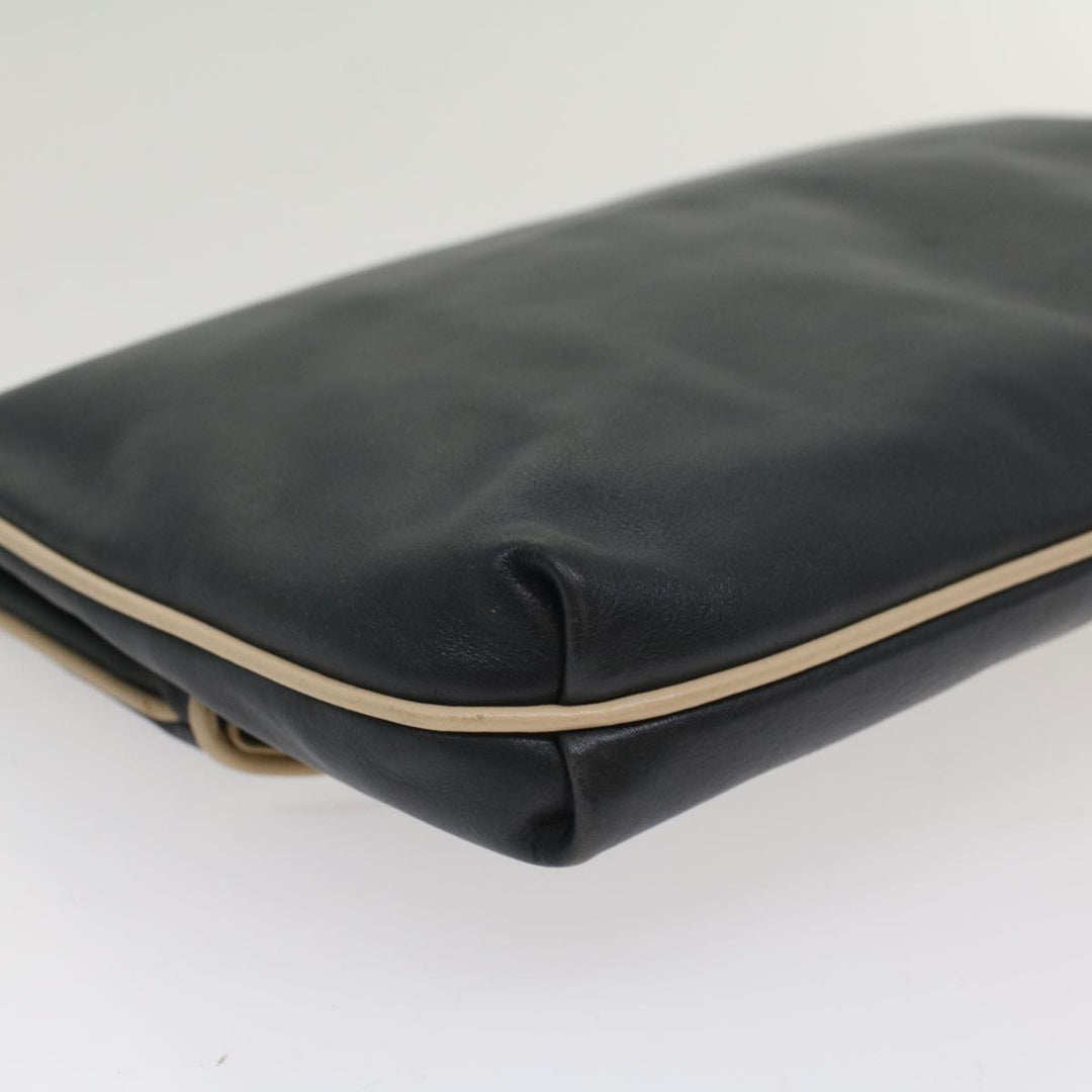 Celine Clutch Bag Leather Navy  6874