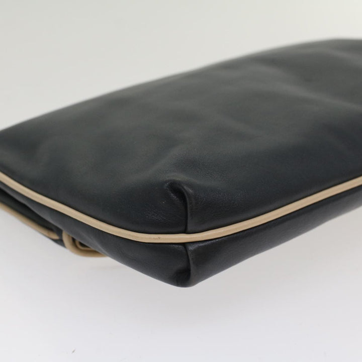 Celine Clutch Bag Leather Navy  6874