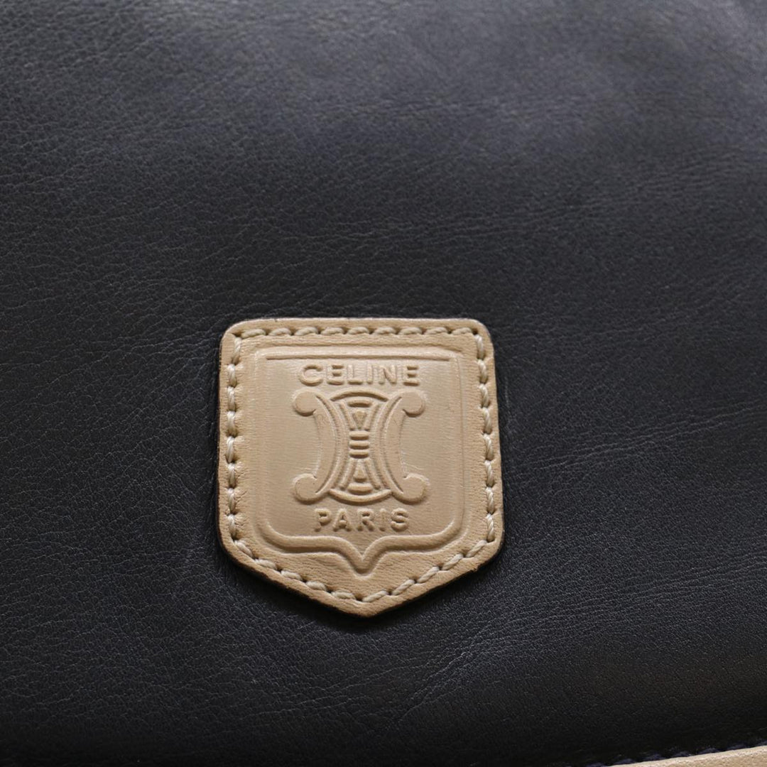 Celine Clutch Bag Leather Navy  6874