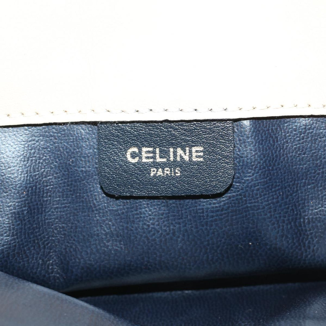 Celine Clutch Bag Leather Navy  6874