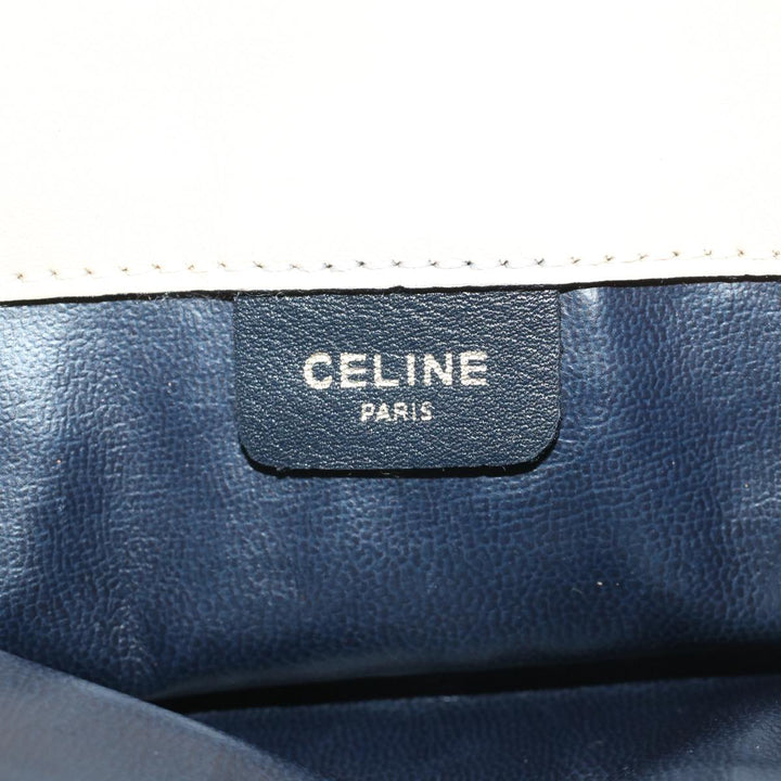 Celine Clutch Bag Leather Navy  6874